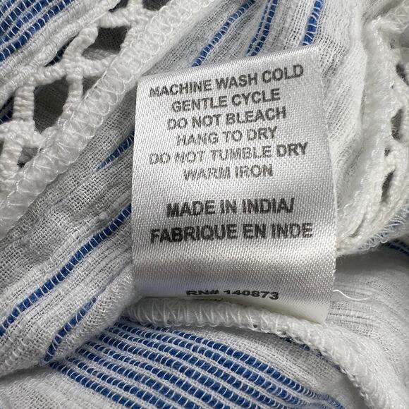 LoveShackFancy Nora Handkerchief Crop Top Blue Stripes Flutter Sleeve Size M - Picture 9 of 12